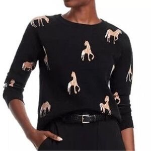 Catherine Malandrino Black Sweater with Horse Pattern